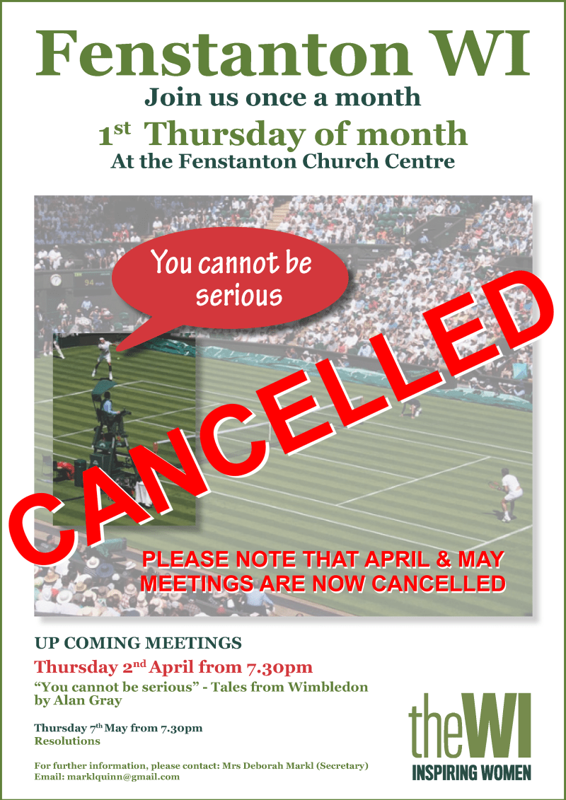 Fenstanton WI April 2020 - CANCELLED